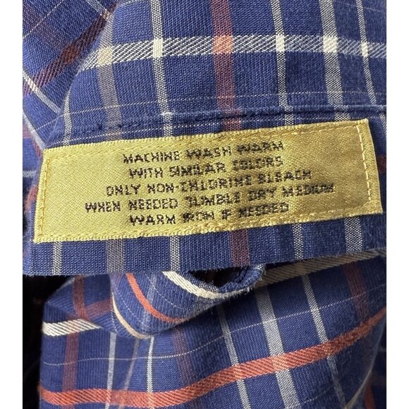 Roundtree & Yorke Gold Label Mens M Blue Red Plaid Button-Down Shirt Long Sleeve - Picture 5 of 5